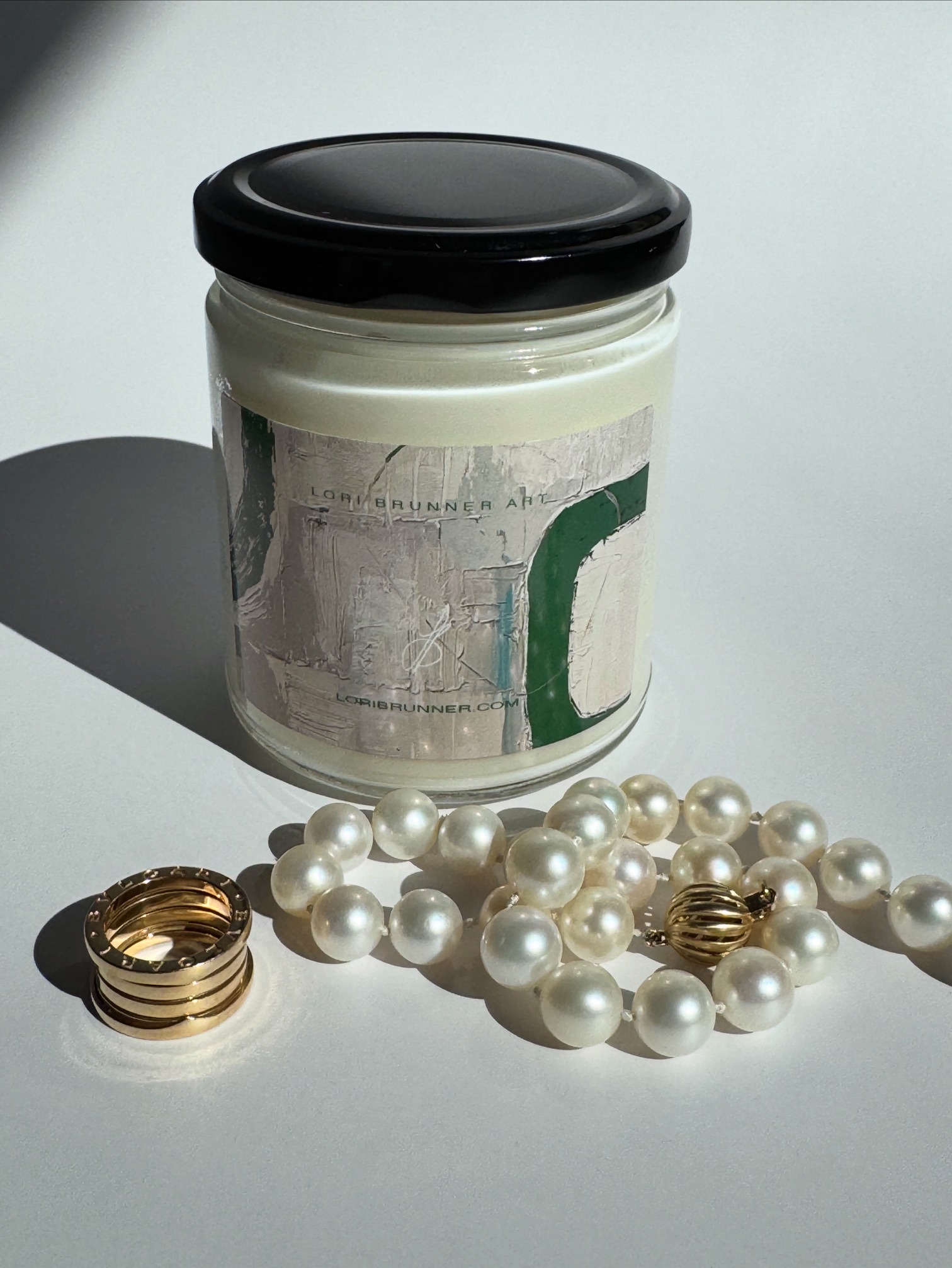 Scented candles. Artful living for the holidays. Elevated. Modern. Chic. Artist-designed holiday products and artwork by Lori Brunner Art.