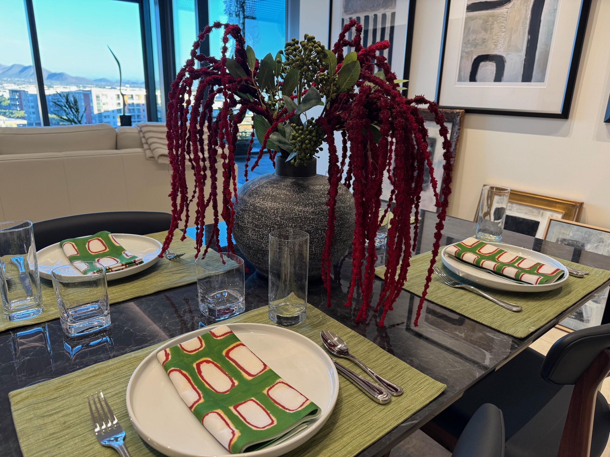 Artful living for the holidays. Elevated. Modern. Chic. Artist-designed holiday products and artwork by Lori Brunner Art.